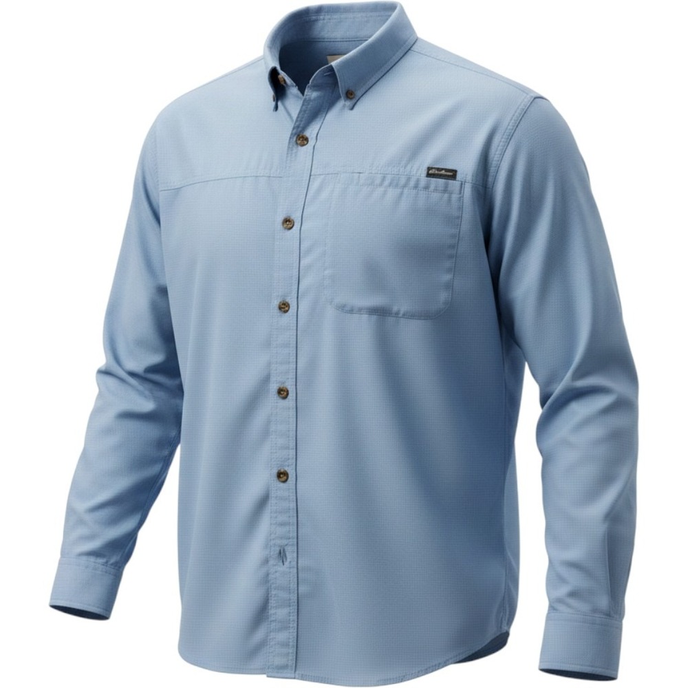 Eddie Bauer Men's Long Sleeve Roll Tab Outdoor Shirt 2XL Blue Micro Check 0086